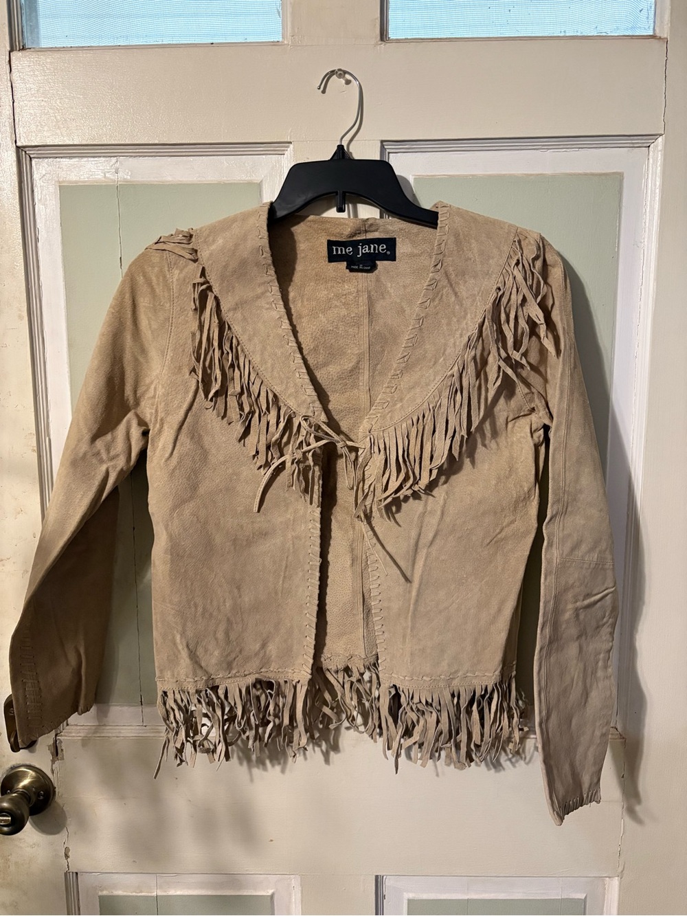 Me Jane Tan Fringe Suede Leather Jacket for Women